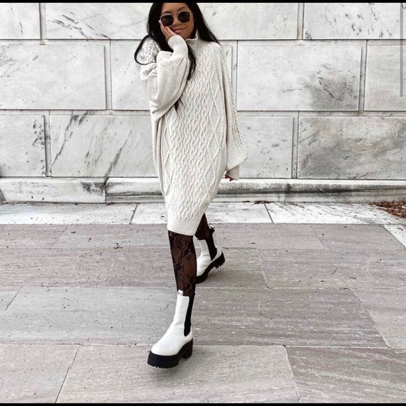 High Profile Chelsea Boots White H&M Size 7 EU38 - Picture 3 of 6